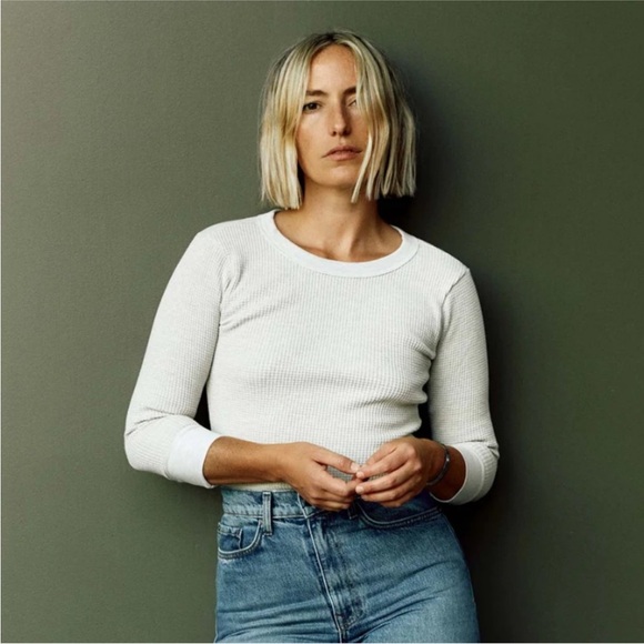 Imogene + Willie Waffle Knit Long Sleeve Tee | Heather Gray | Size XS - Picture 2 of 7